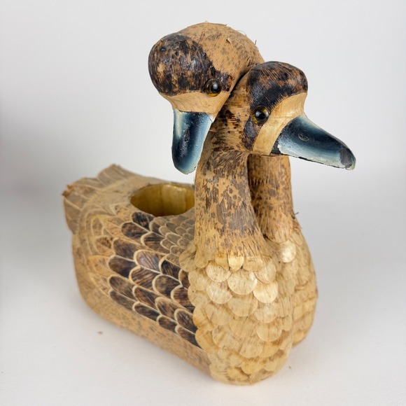 Other - Vintage Double Headed Swan Goose Figurine Natural Fiber Folk Art Decor